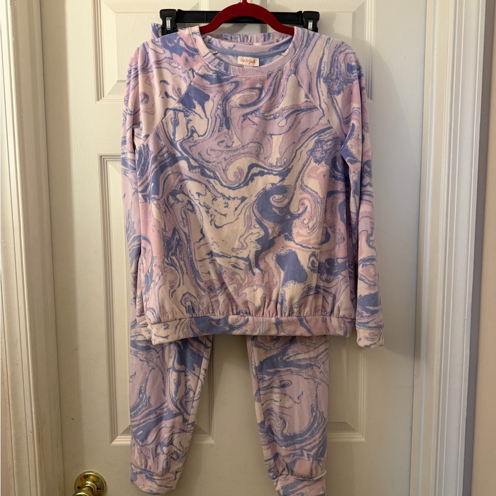 Cat & Jack Swirl Velour Matching Set - Pink and Purple